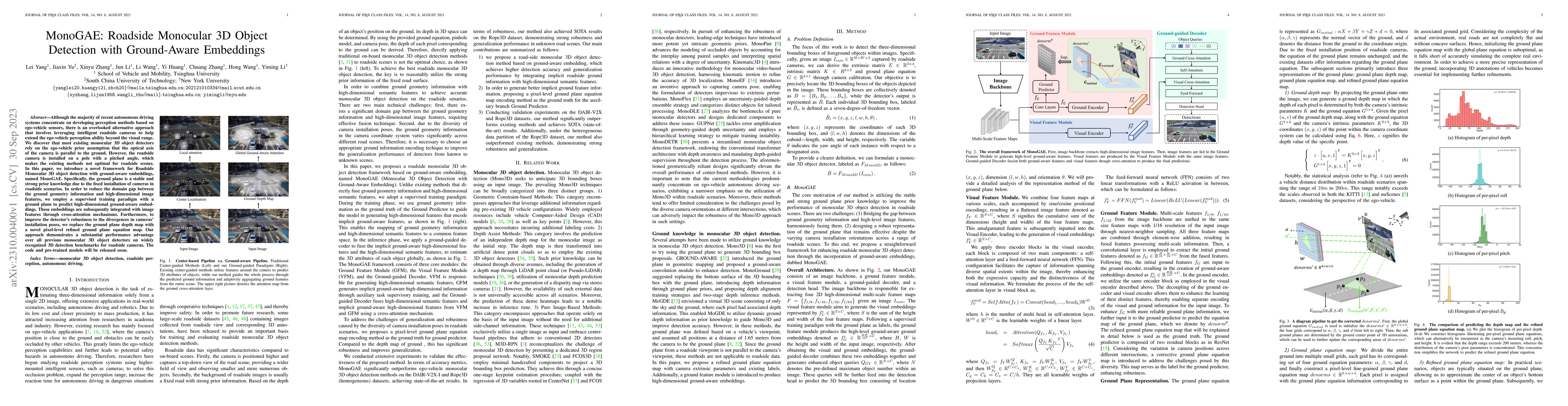 Thumbnail for MonoGAE: Roadside Monocular 3D Object Detection with Ground-Aware
  Embeddings