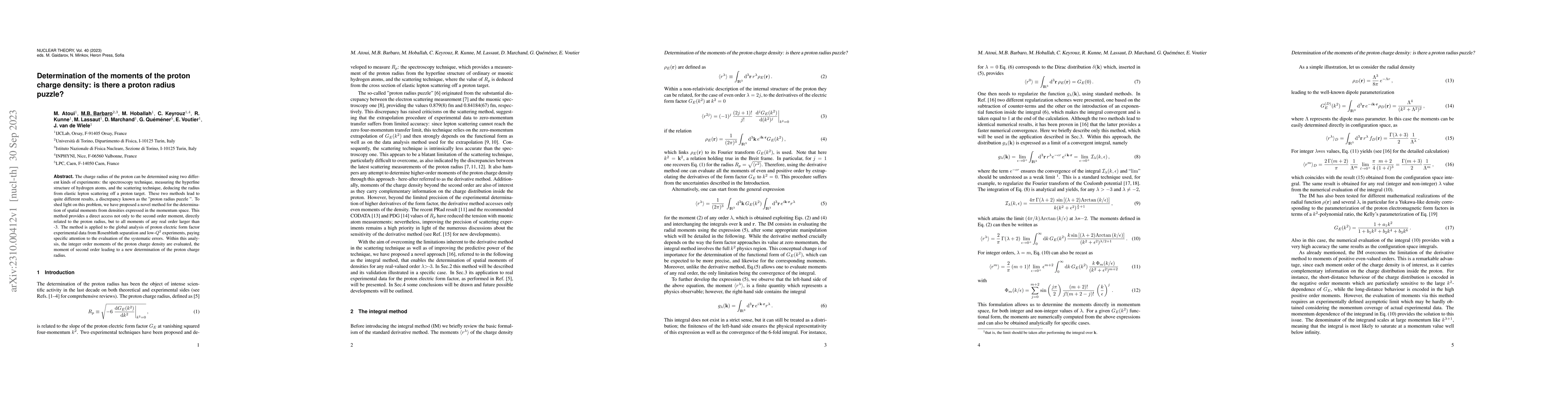 Thumbnail for Determination of the moments of the proton charge density: is there a
  proton radius puzzle?