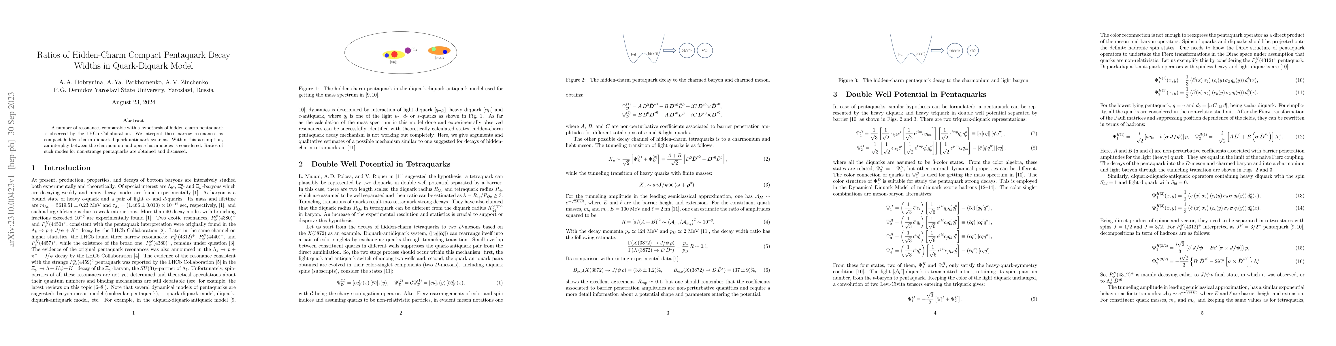 Thumbnail for Ratios of Hidden-Charm Compact Pentaquark Decay Widths in Quark-Diquark
  Model