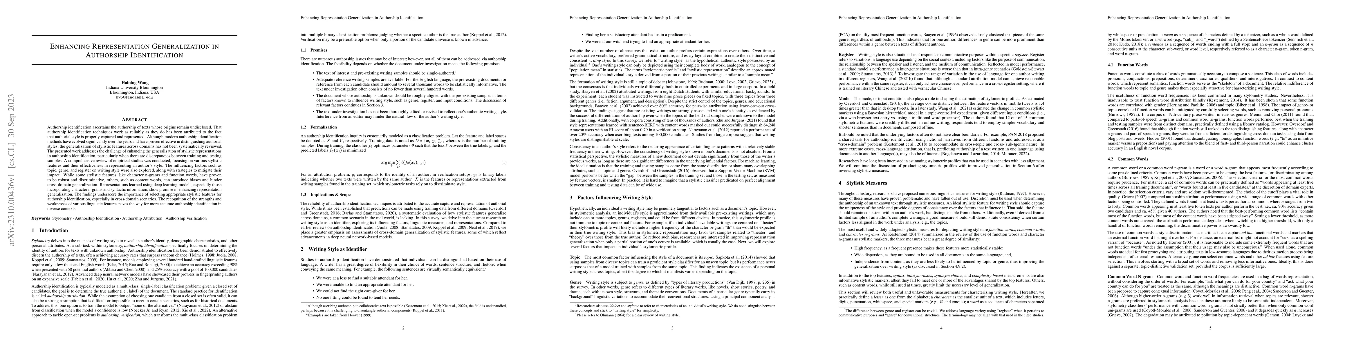 Thumbnail for Enhancing Representation Generalization in Authorship Identification