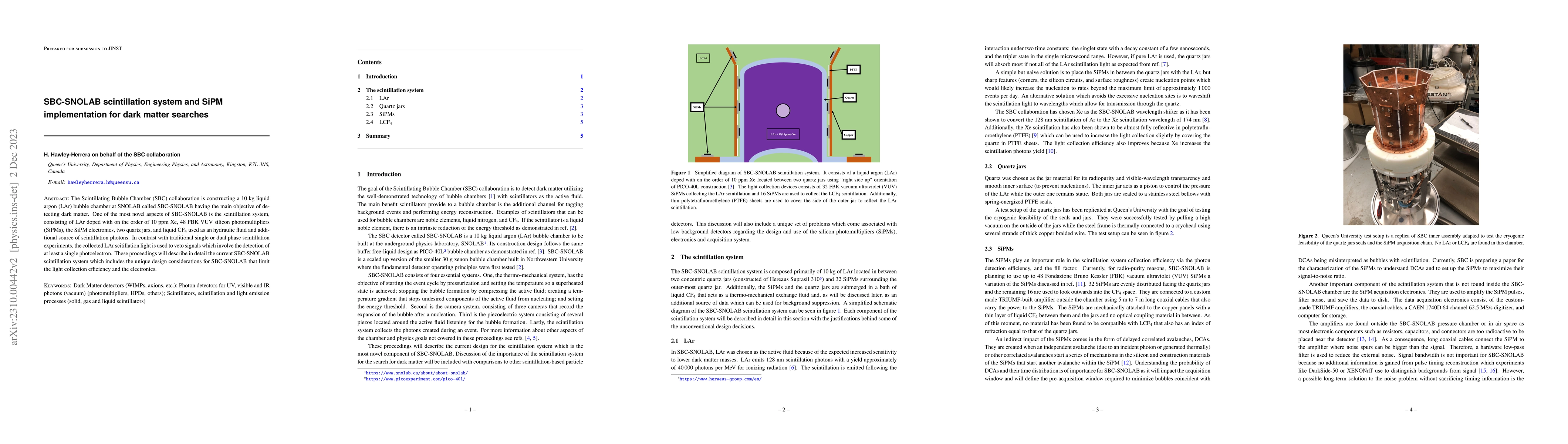 Thumbnail for SBC-SNOLAB scintillation system and SiPM implementation for dark matter
  searches