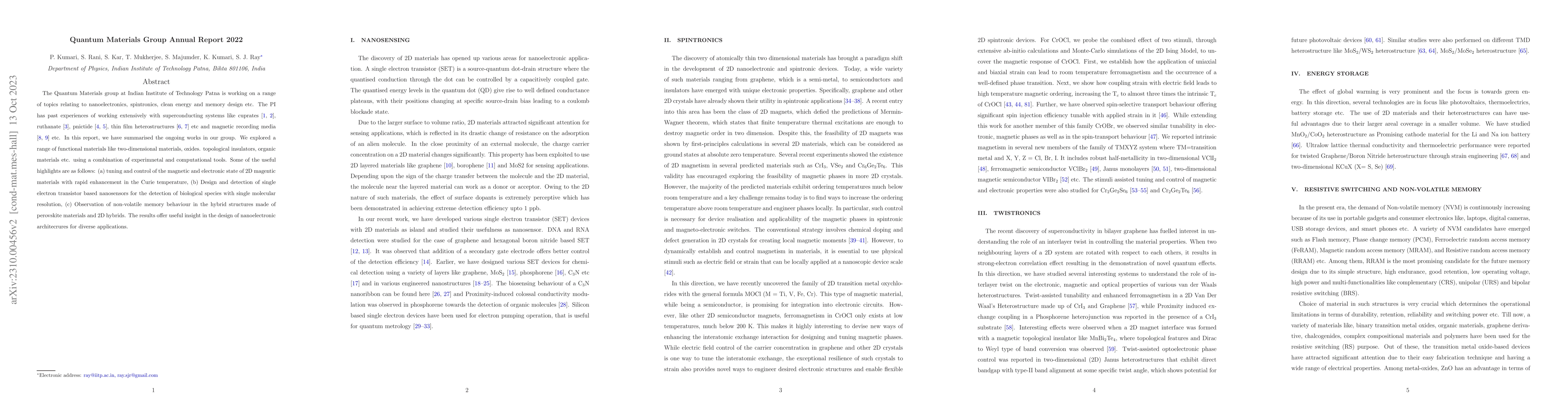 Thumbnail for Quantum Materials Group Annual Report 2022