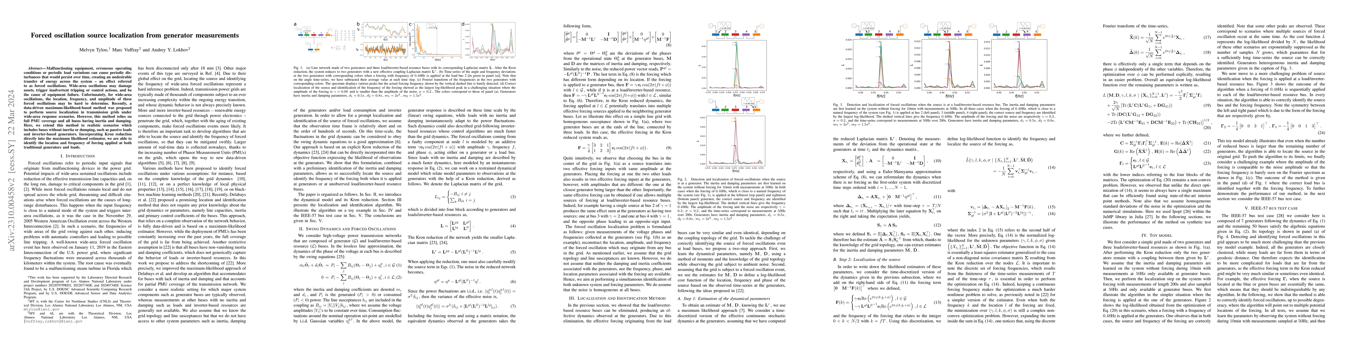 Thumbnail for Forced oscillation source localization from generator measurements