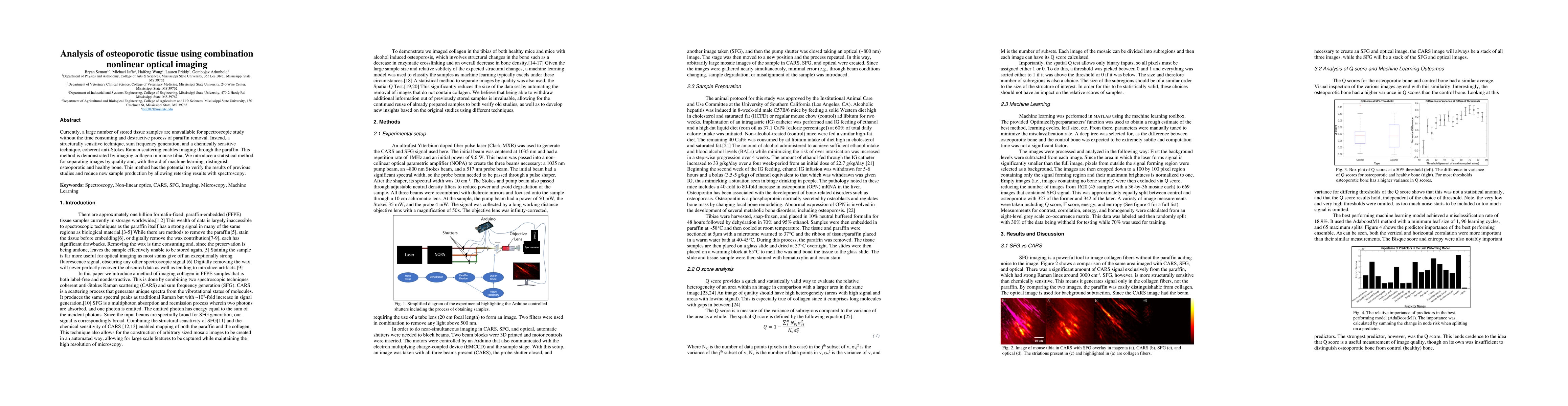 Thumbnail for Analysis of osteoporotic tissue using combination nonlinear optical
  imaging