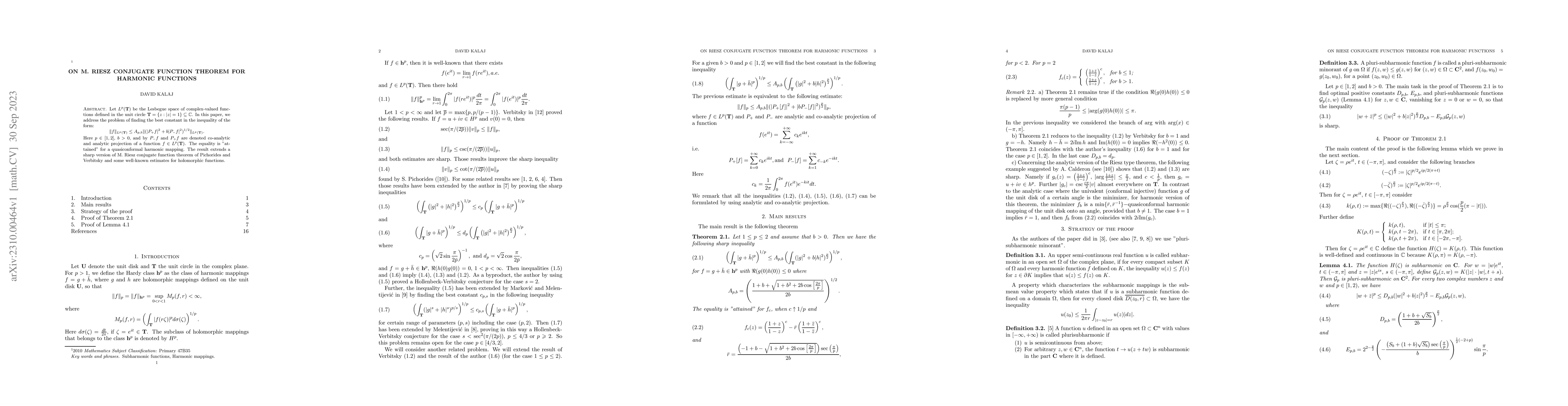 Thumbnail for On M. Riesz conjugate function theorem for harmonic functions