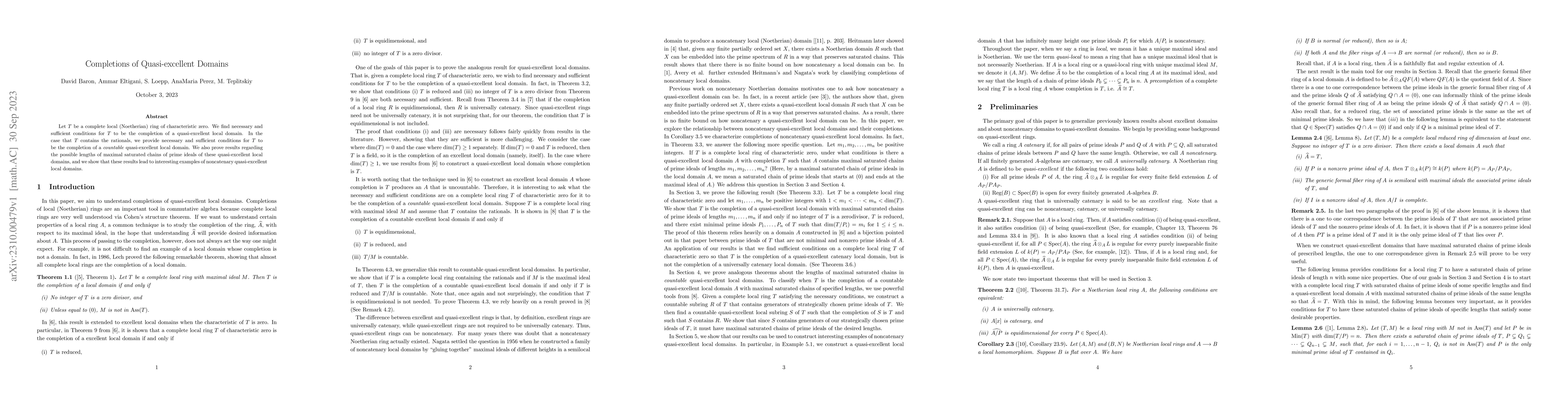Thumbnail for Completions of Quasi-excellent Domains