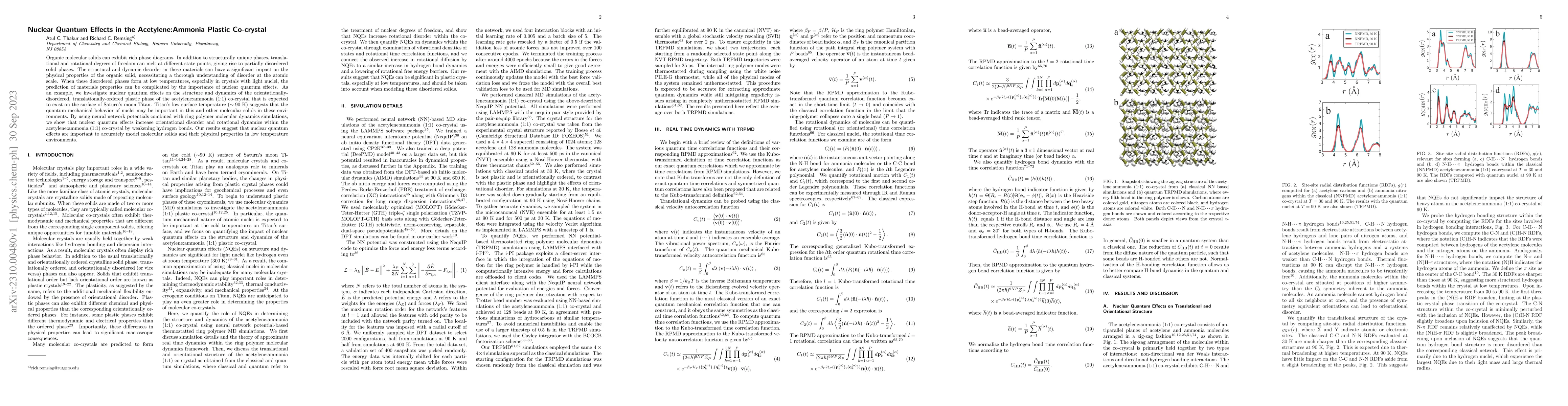 Thumbnail for Nuclear Quantum Effects in the Acetylene:Ammonia Plastic Co-crystal