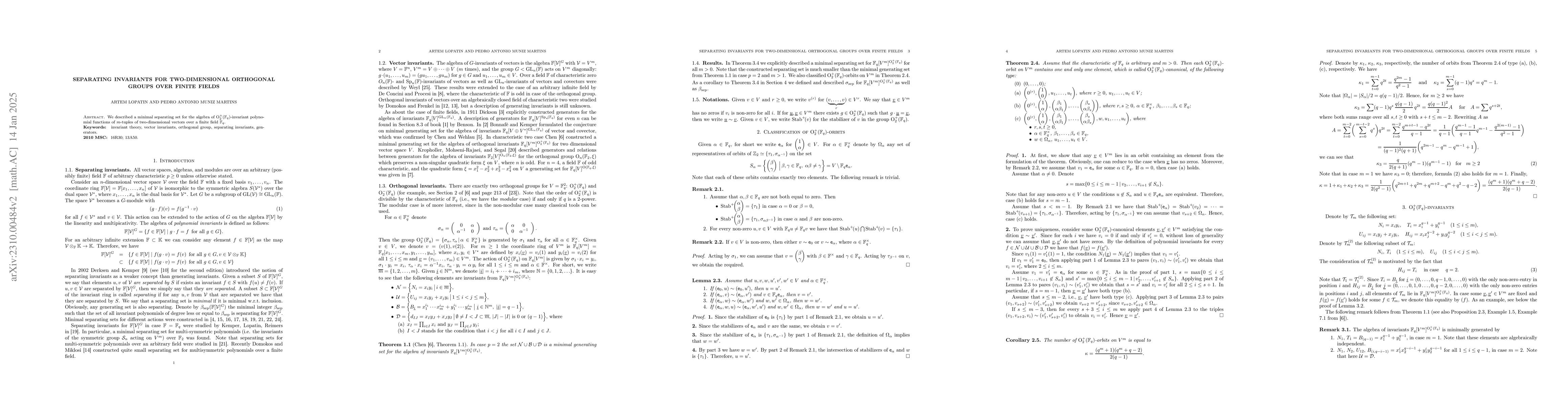 Thumbnail for Separating invariants for two-dimensional orthogonal groups over finite
  fields
