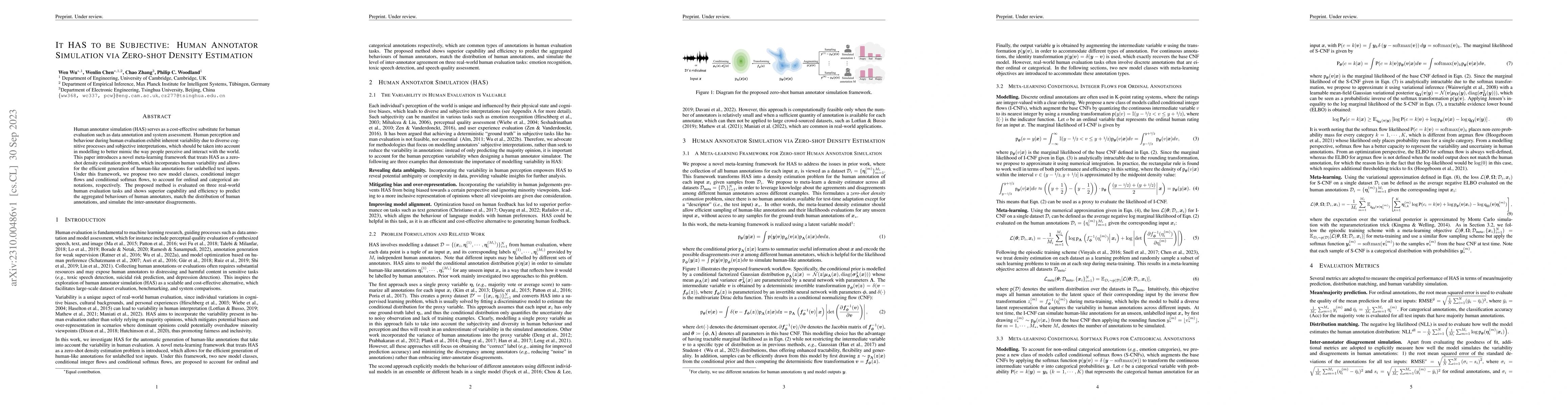 Thumbnail for It HAS to be Subjective: Human Annotator Simulation via Zero-shot
  Density Estimation