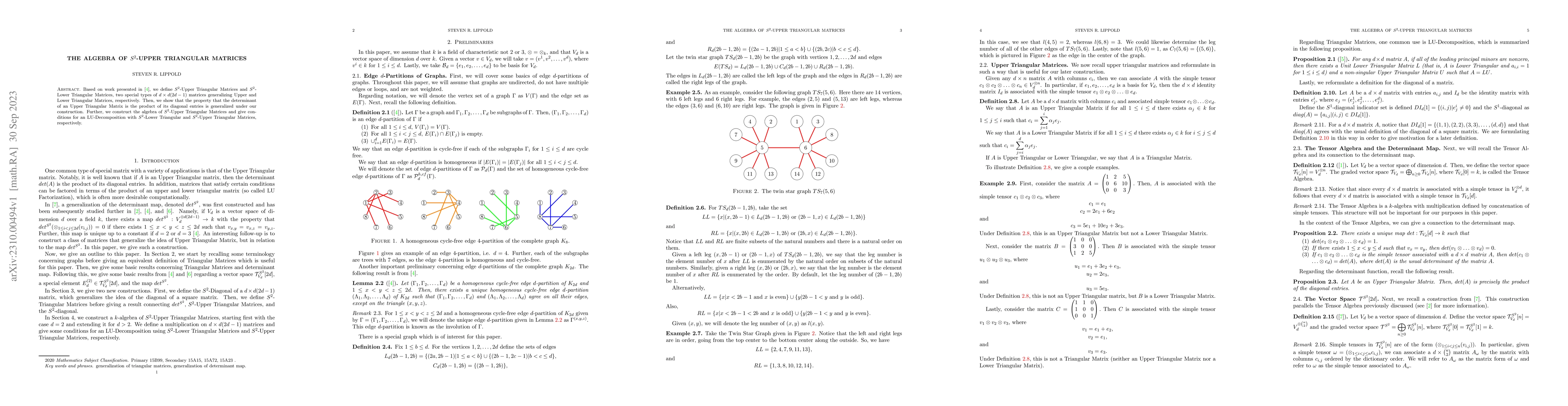 Thumbnail for The Algebra of $S^2$-Upper Triangular Matrices