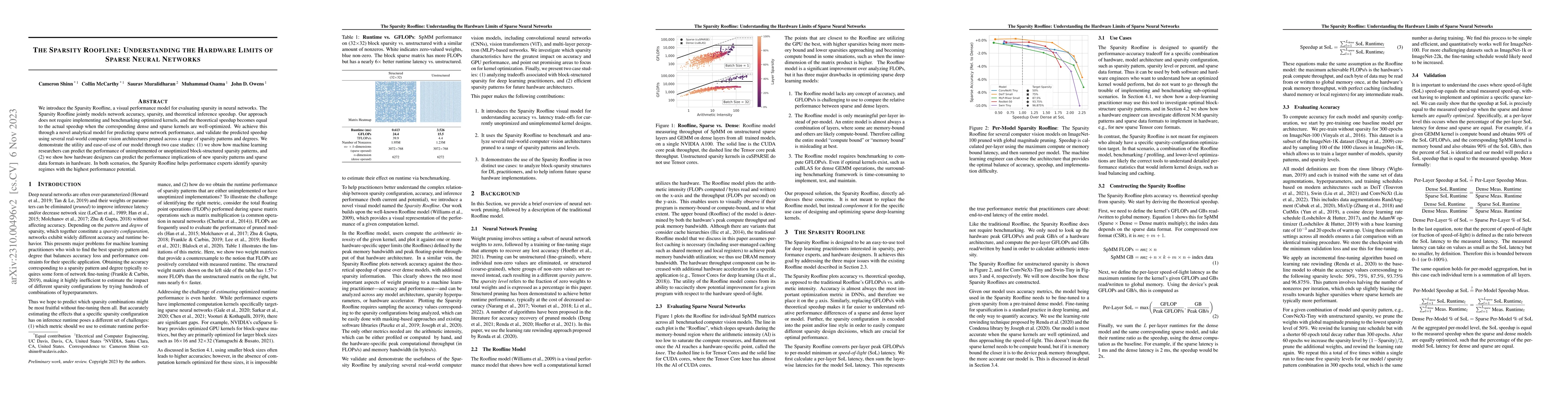 Thumbnail for The Sparsity Roofline: Understanding the Hardware Limits of Sparse
  Neural Networks