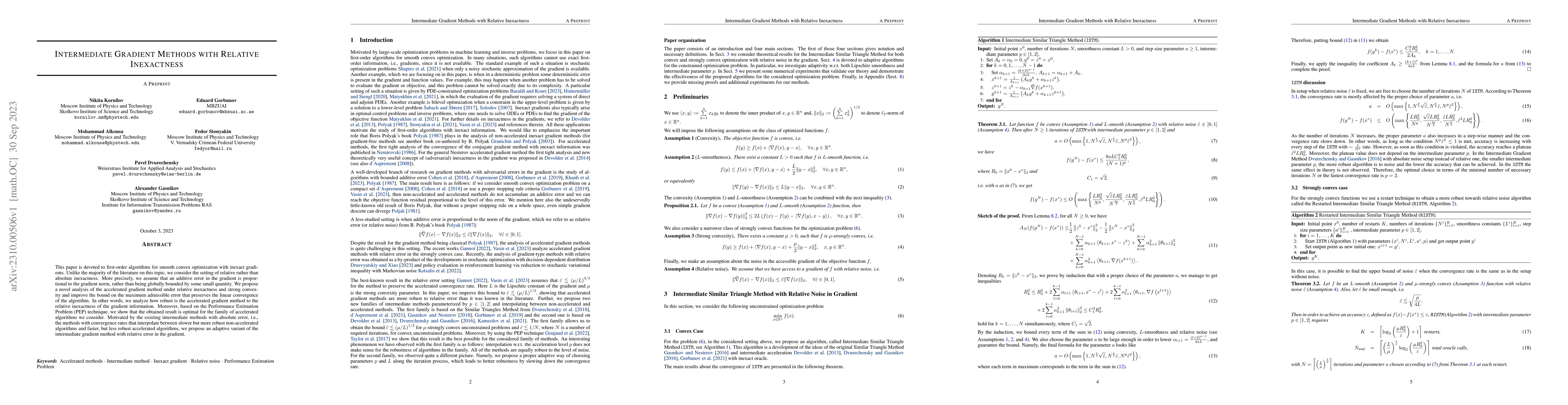 Thumbnail for Intermediate Gradient Methods with Relative Inexactness