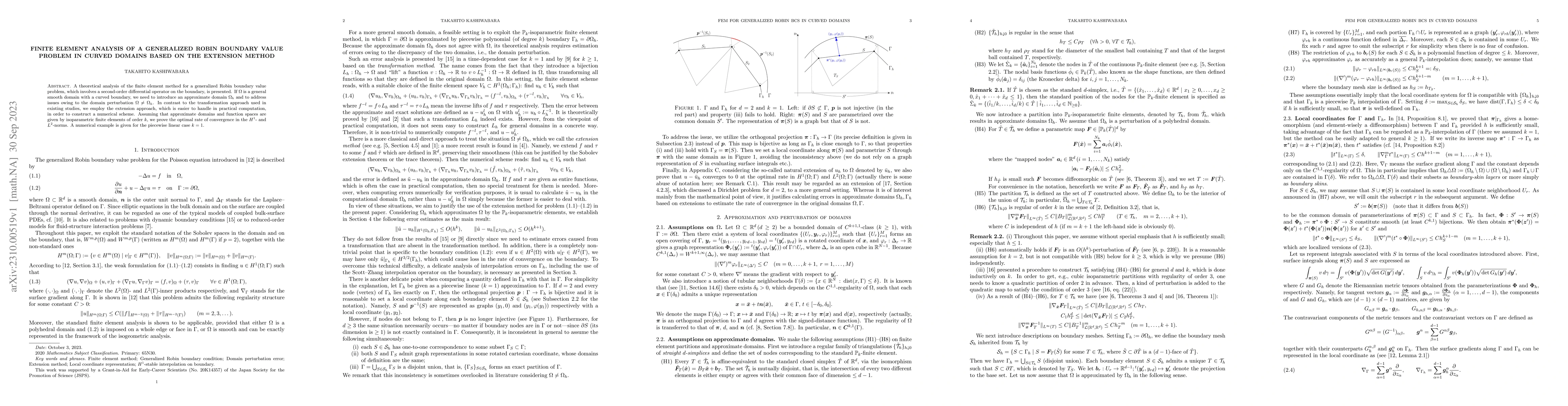 Thumbnail for Finite element analysis of a generalized Robin boundary value problem in
  curved domains based on the extension method