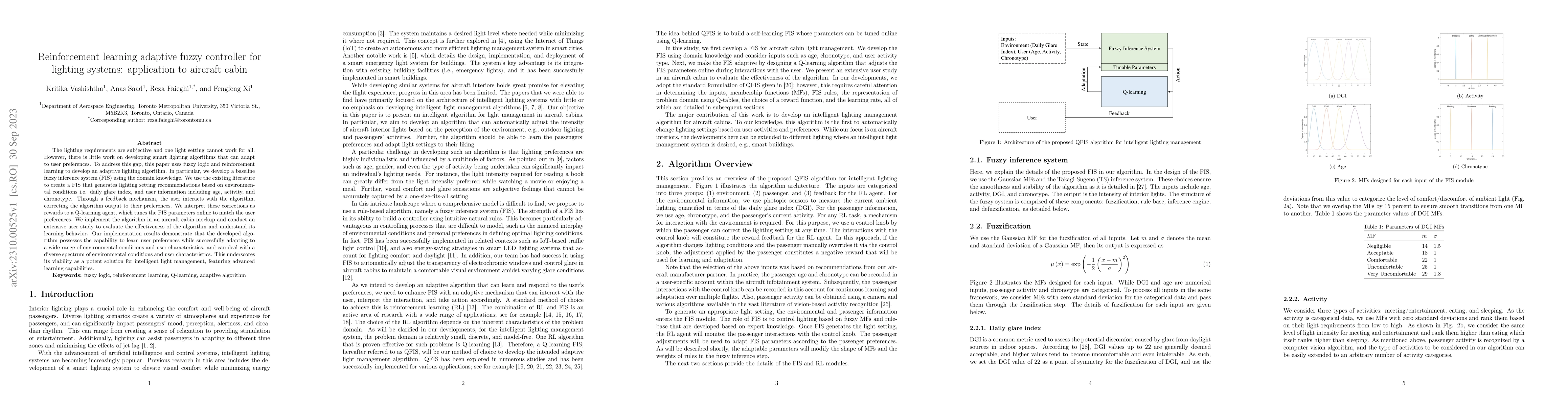 Thumbnail for Reinforcement learning adaptive fuzzy controller for lighting systems:
  application to aircraft cabin