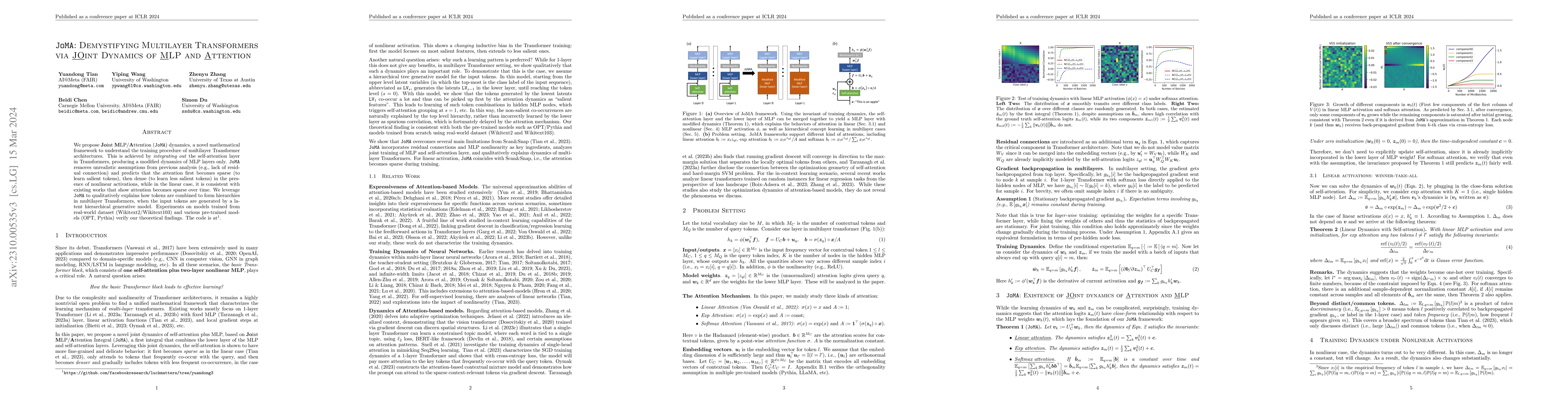 Thumbnail for JoMA: Demystifying Multilayer Transformers via JOint Dynamics of MLP and
  Attention