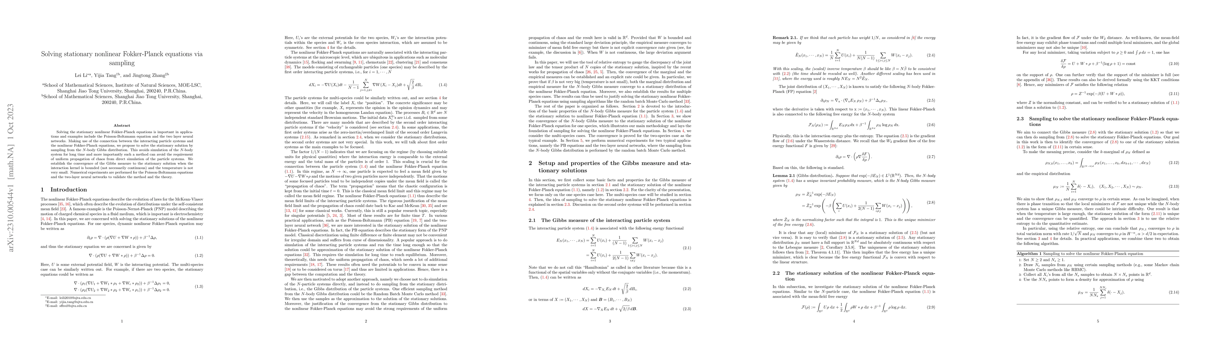 Thumbnail for Solving stationary nonlinear Fokker-Planck equations via sampling