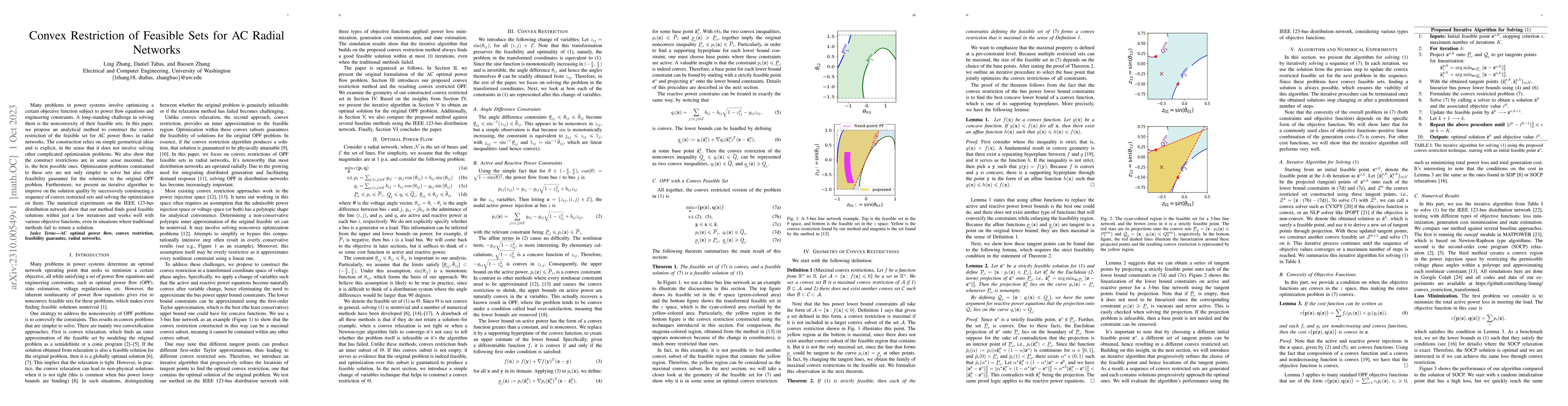 Thumbnail for Convex Restriction of Feasible Sets for AC Radial Networks