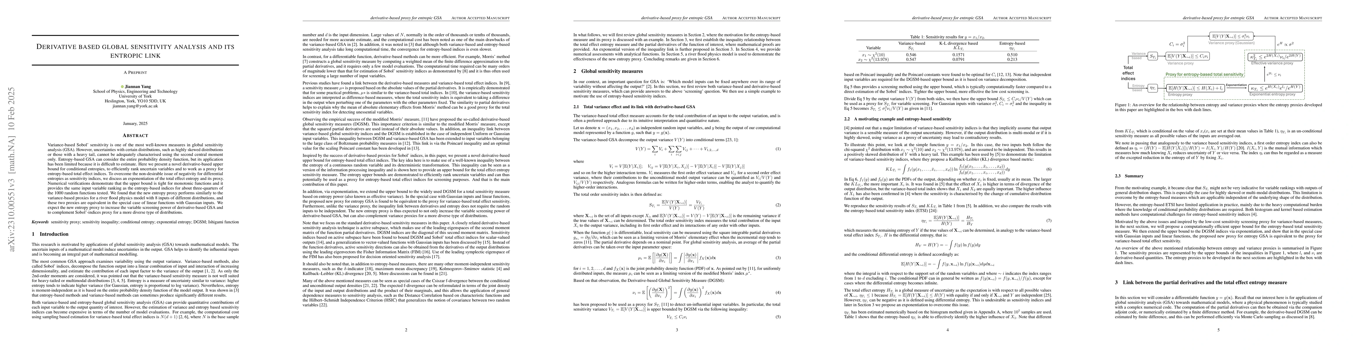 Thumbnail for Derivative based global sensitivity analysis and its entropic link