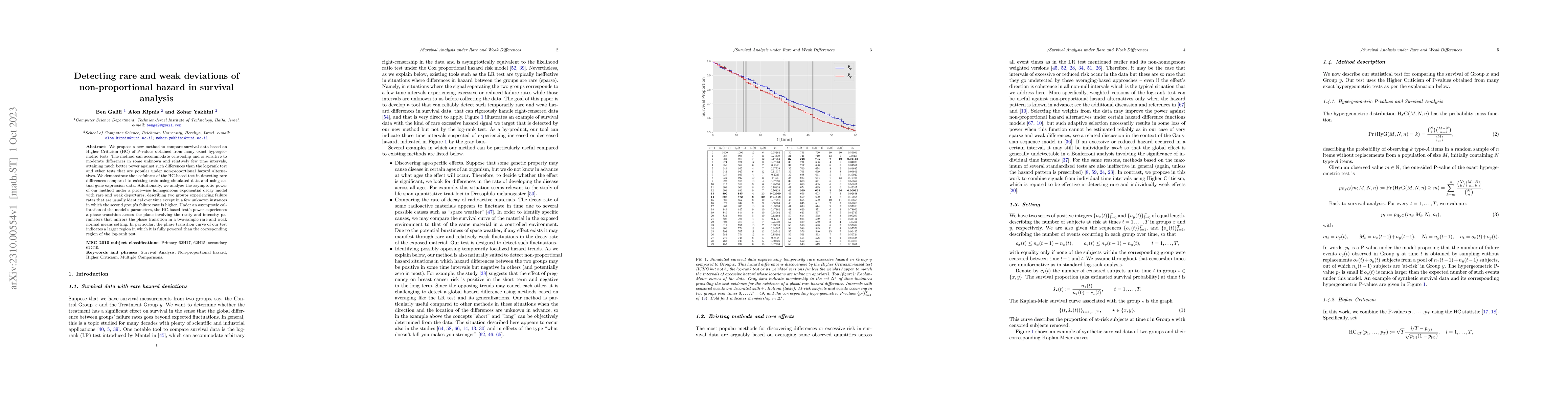 Thumbnail for Detecting rare and weak deviations of non-proportional hazard in
  survival analysis
