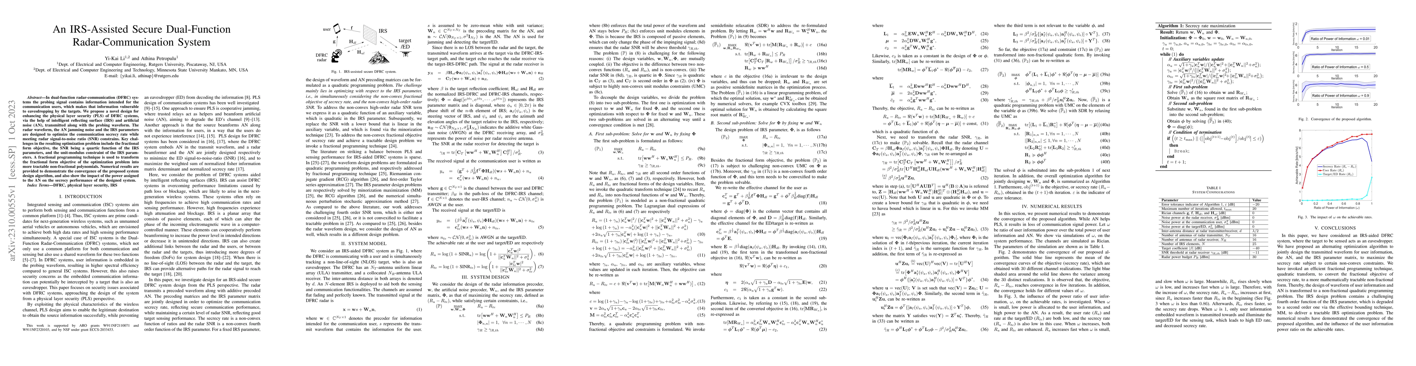 Thumbnail for An IRS-Assisted Secure Dual-Function Radar-Communication System