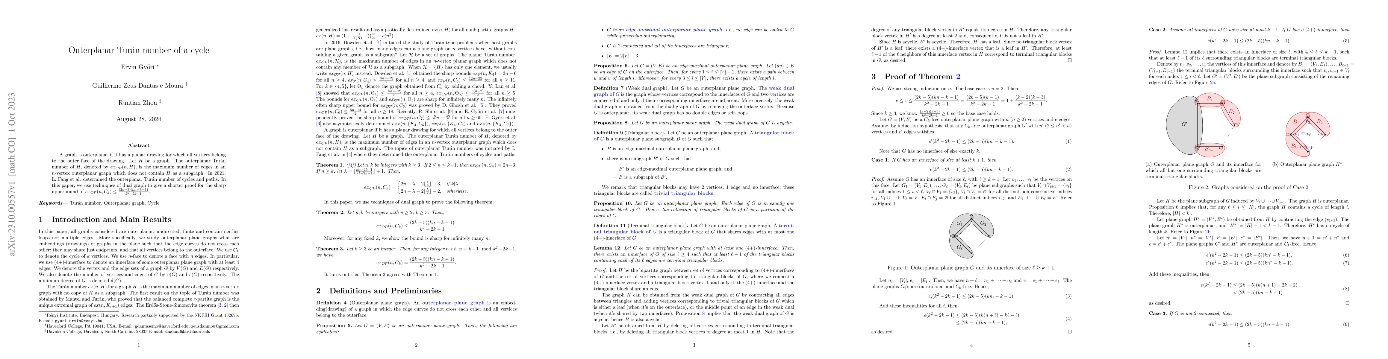Thumbnail for Outerplanar Tur\'an number of a cycle