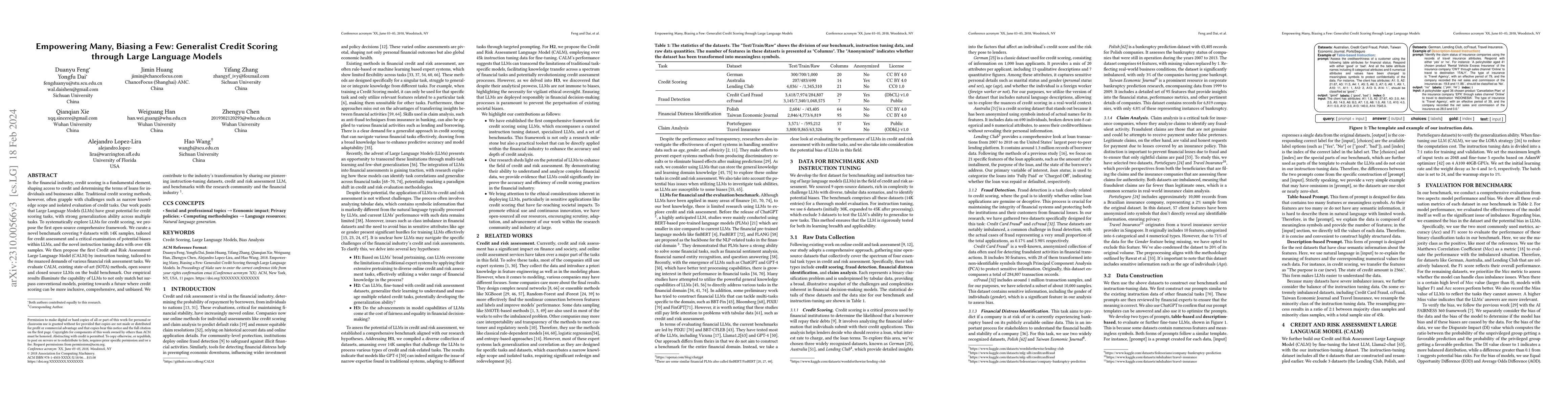 Thumbnail for Empowering Many, Biasing a Few: Generalist Credit Scoring through Large
  Language Models