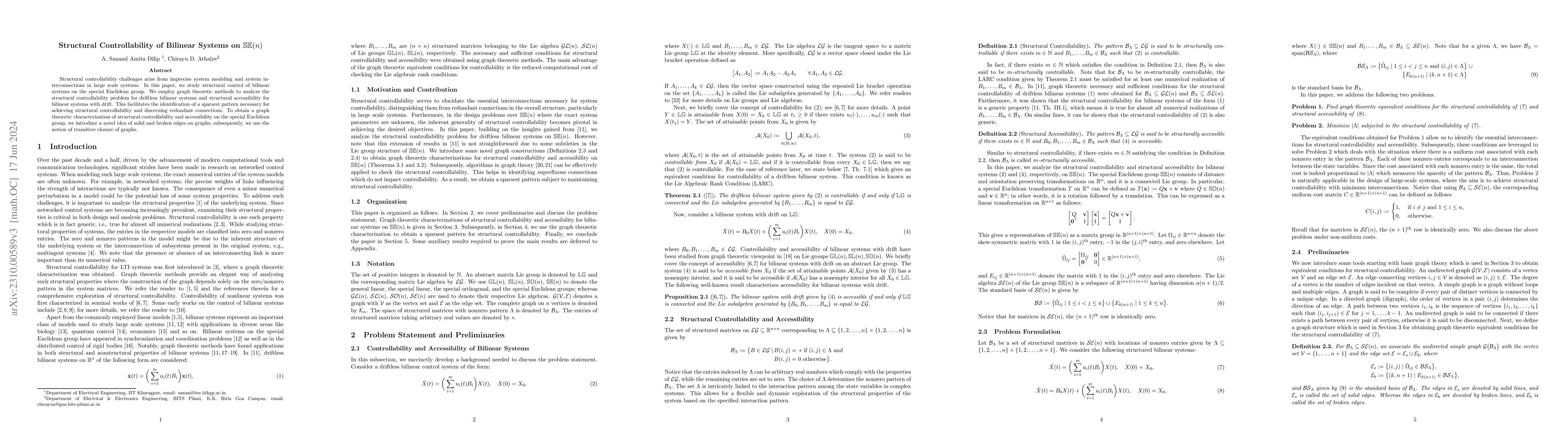 Thumbnail for Structural Controllability of Bilinear Systems on $\mathbb{SE(n)}$