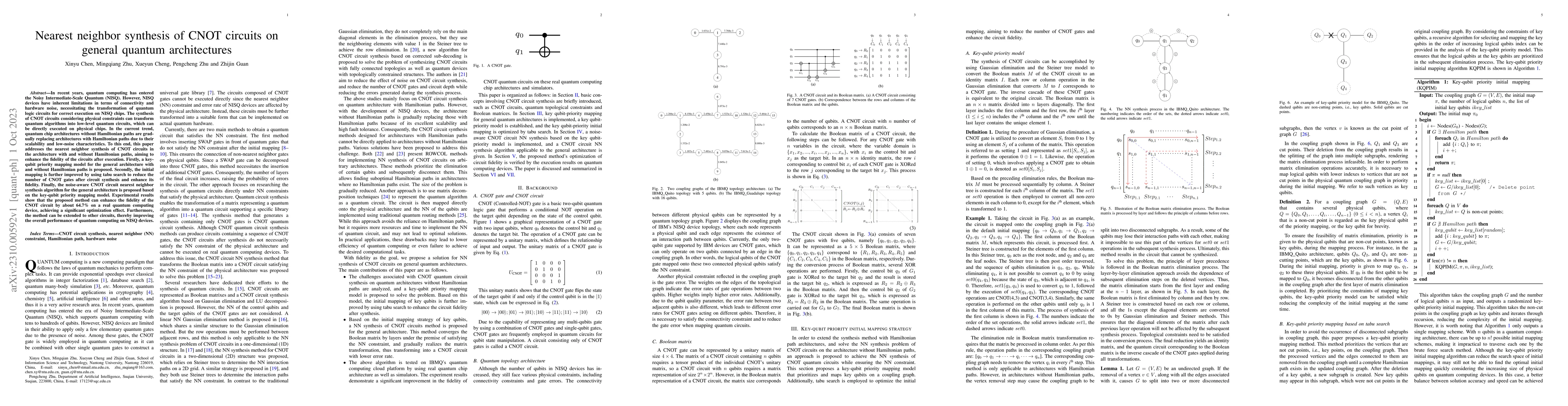 Thumbnail for Nearest neighbor synthesis of CNOT circuits on general quantum
  architectures