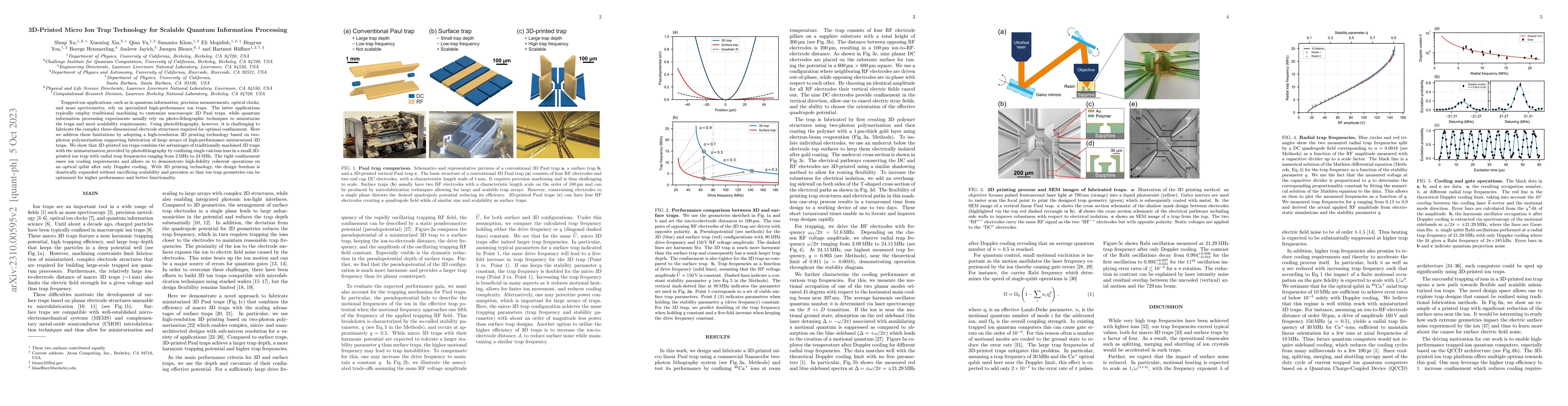 Thumbnail for 3D-Printed Micro Ion Trap Technology for Scalable Quantum Information
  Processing