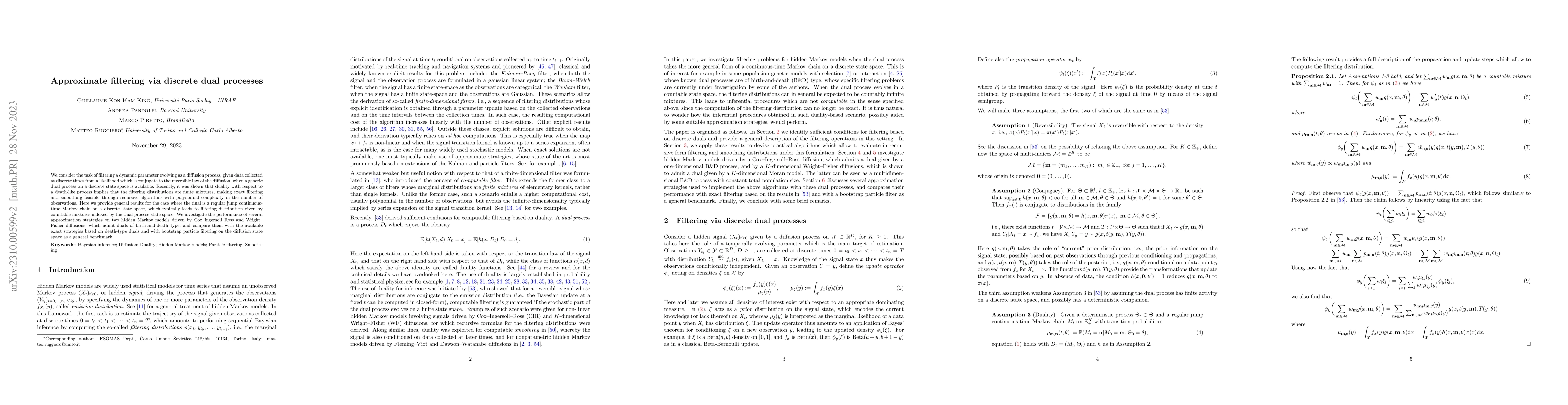 Thumbnail for Approximate filtering via discrete dual processes