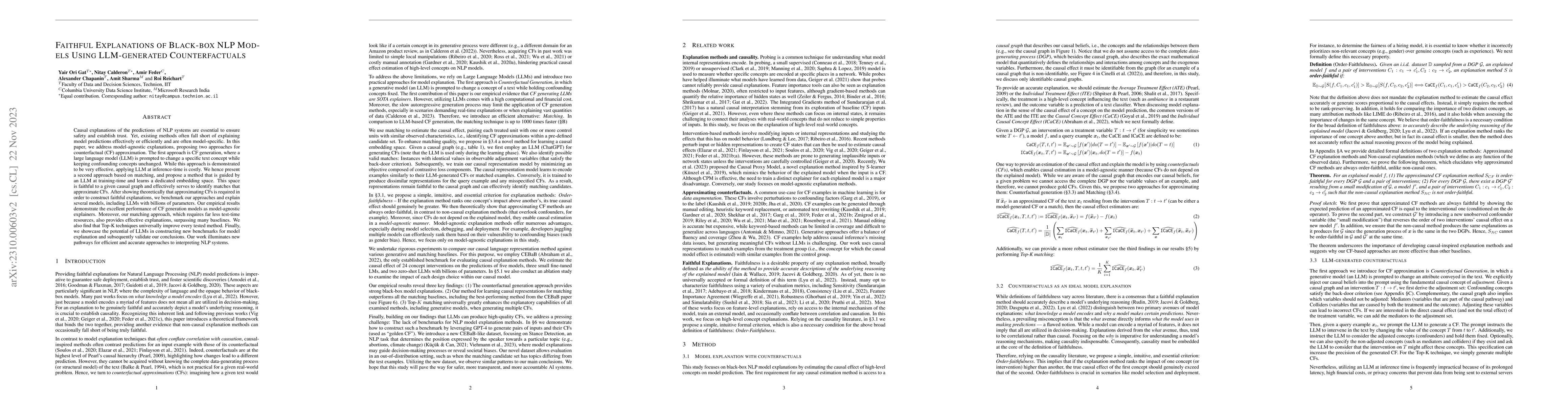 Thumbnail for Faithful Explanations of Black-box NLP Models Using LLM-generated
  Counterfactuals