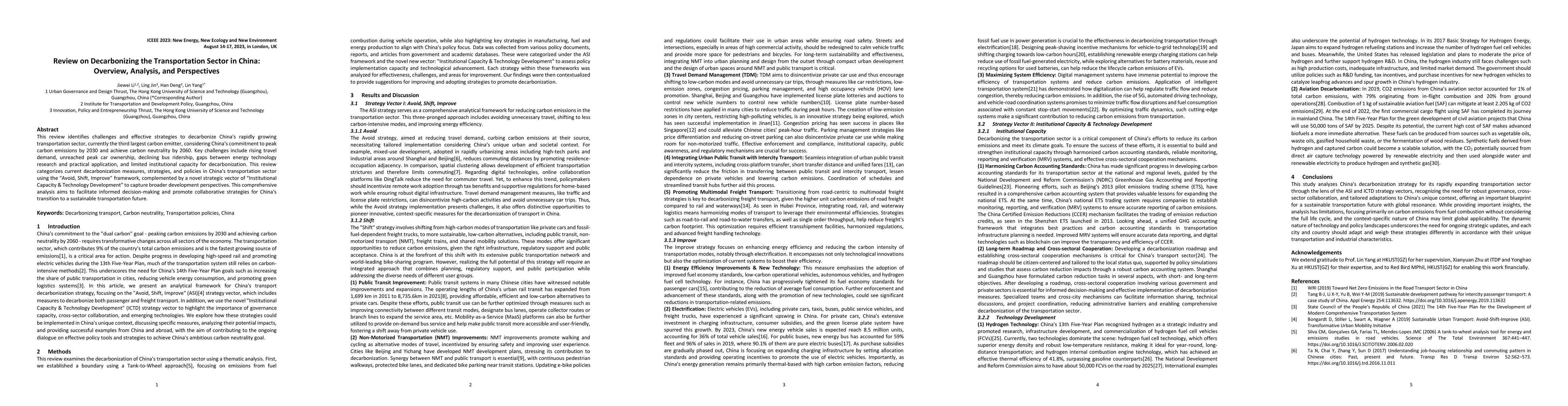 Thumbnail for Review on Decarbonizing the Transportation Sector in China: Overview,
  Analysis, and Perspectives