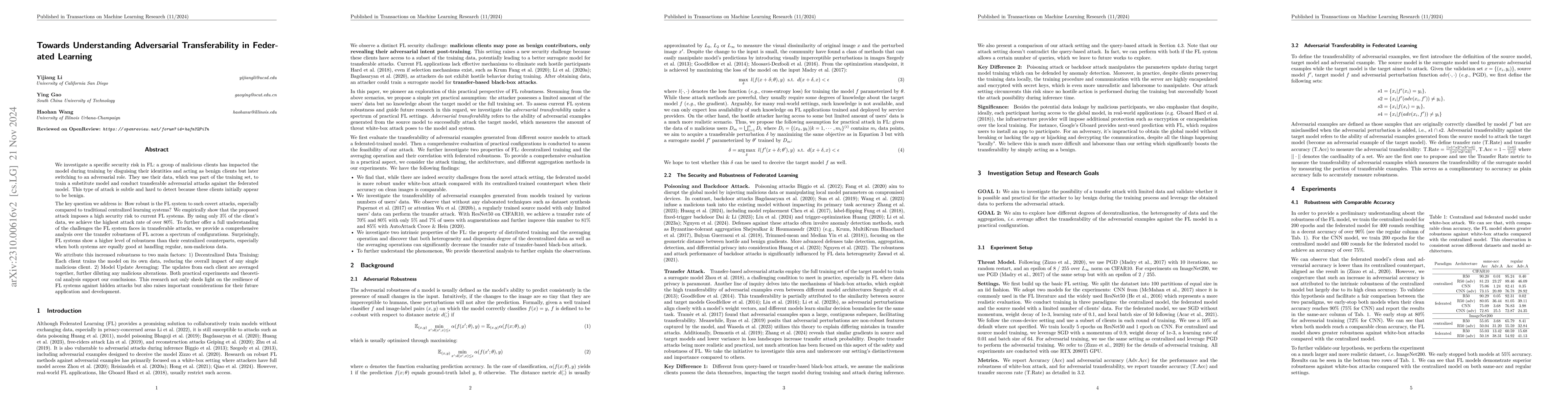 Thumbnail for Understanding Adversarial Transferability in Federated Learning