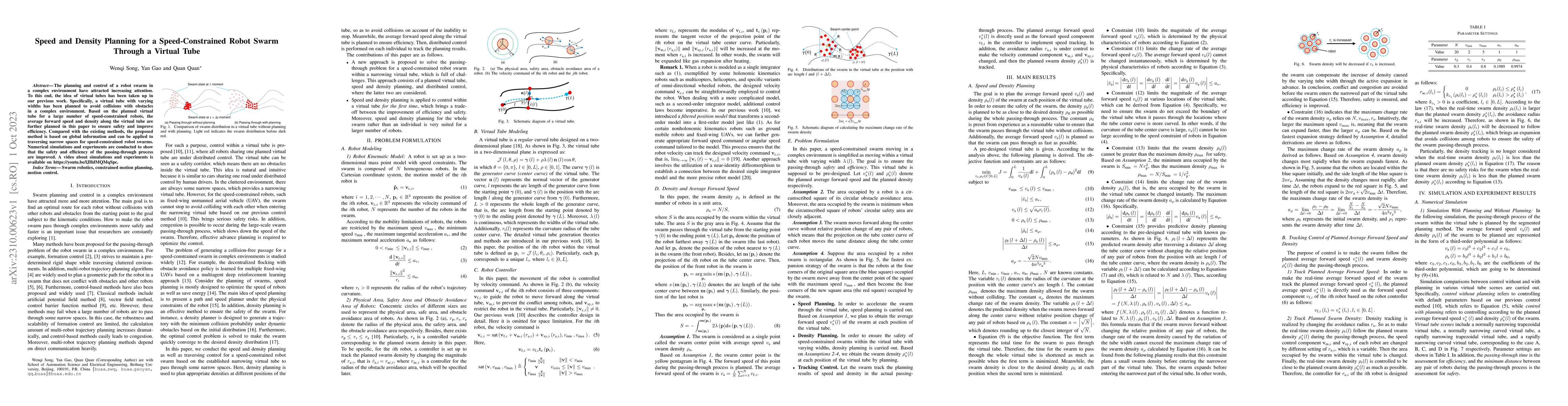 Thumbnail for Speed and Density Planning for a Speed-Constrained Robot Swarm Through a
  Virtual Tube