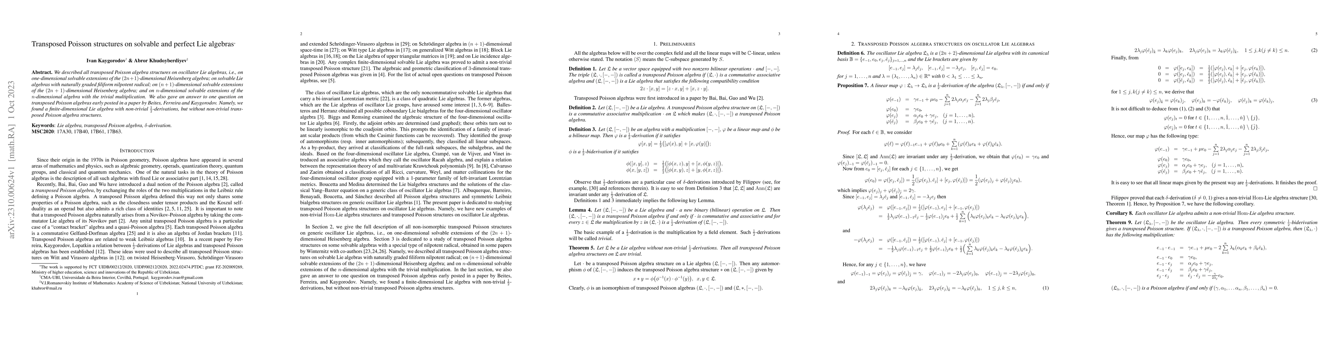 Thumbnail for Transposed Poisson structures on solvable and perfect Lie algebras
