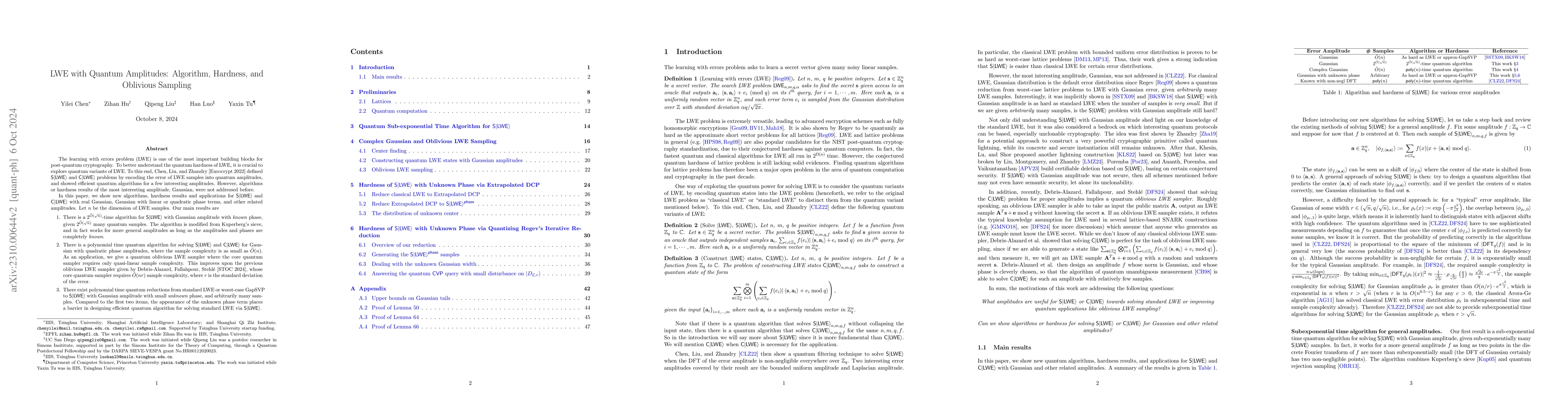 Thumbnail for On the Hardness of $\sf{S|LWE\rangle}$ with Gaussian and Other
  Amplitudes