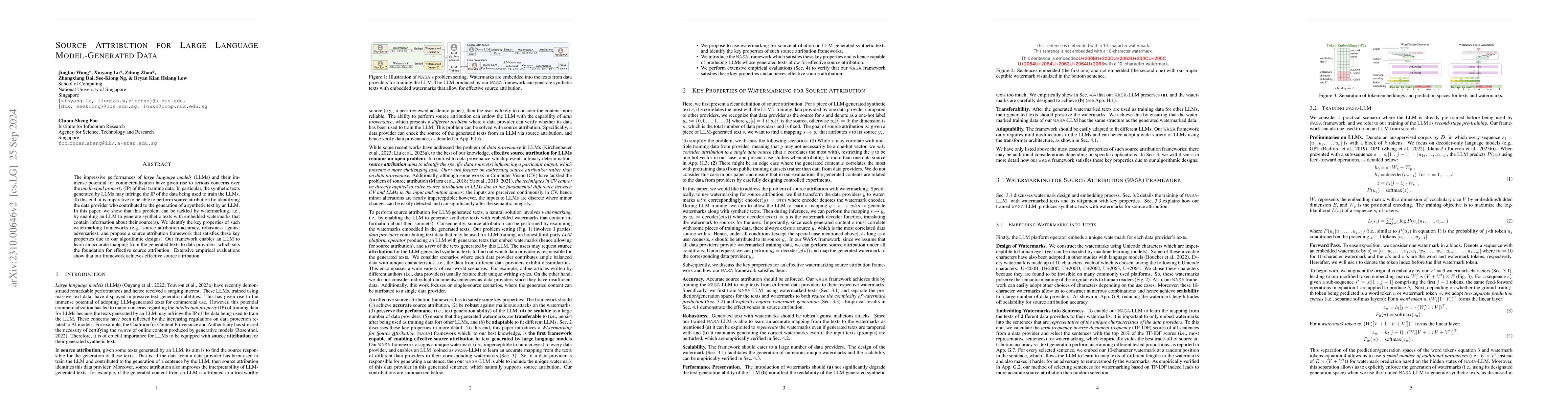 Thumbnail for WASA: WAtermark-based Source Attribution for Large Language
  Model-Generated Data