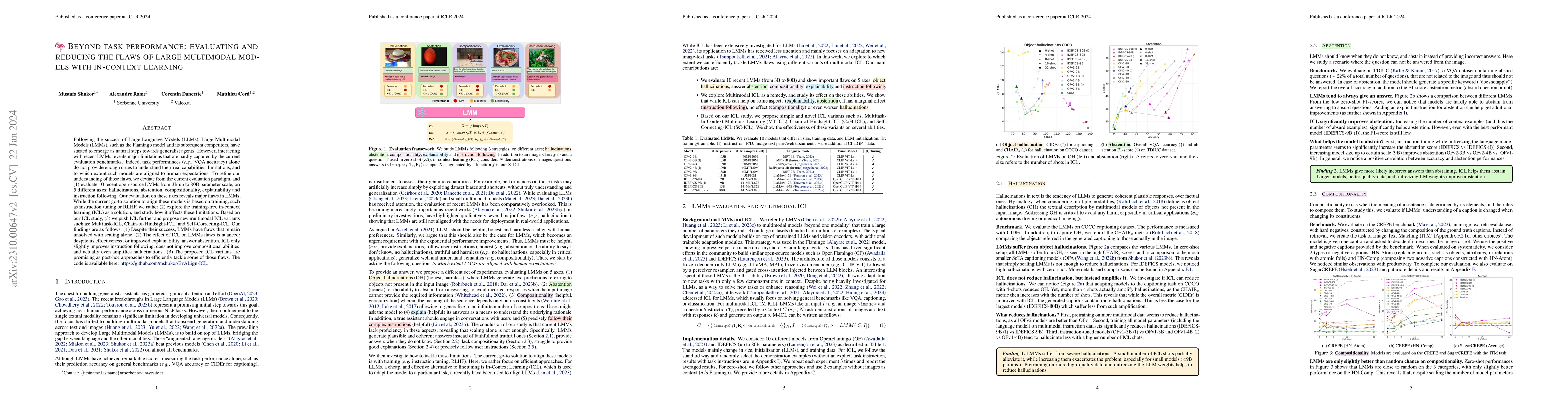 Thumbnail for Beyond Task Performance: Evaluating and Reducing the Flaws of Large
  Multimodal Models with In-Context Learning
