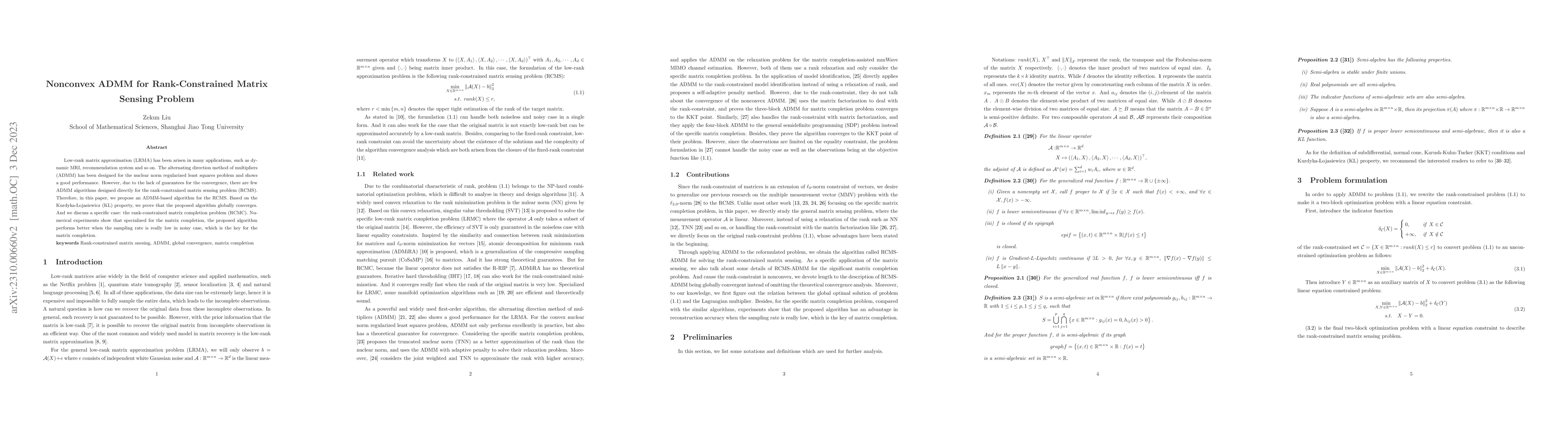 Thumbnail for Nonconvex ADMM for Rank-Constrained Matrix Sensing Problem