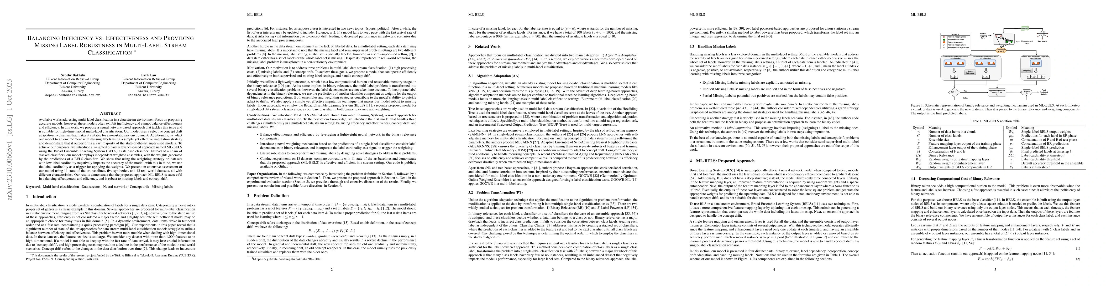 Thumbnail for Balancing Efficiency vs. Effectiveness and Providing Missing Label
  Robustness in Multi-Label Stream Classification