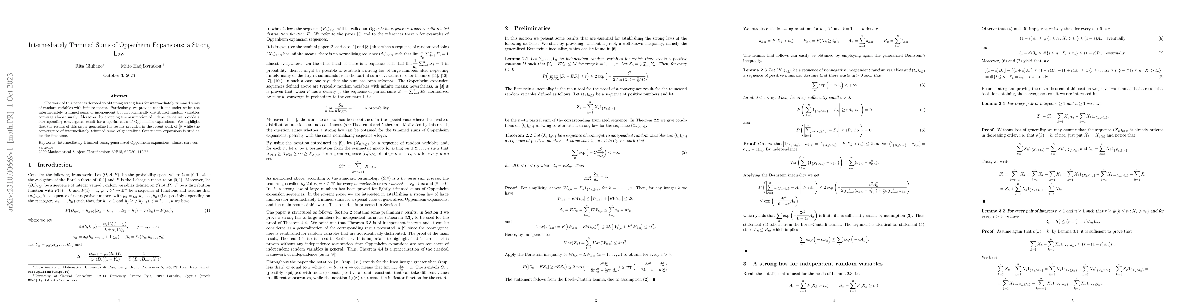 Thumbnail for Intermediately Trimmed Sums of Oppenheim Expansions: a Strong Law