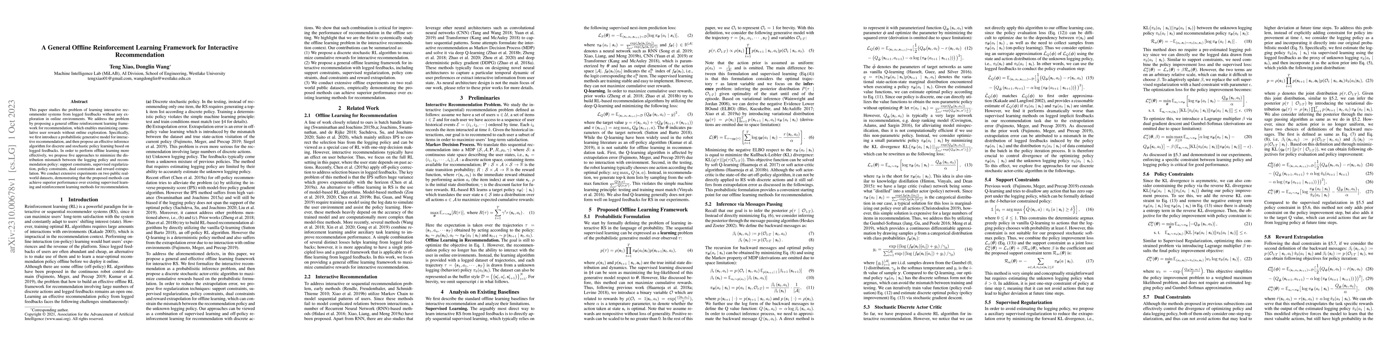Thumbnail for A General Offline Reinforcement Learning Framework for Interactive
  Recommendation