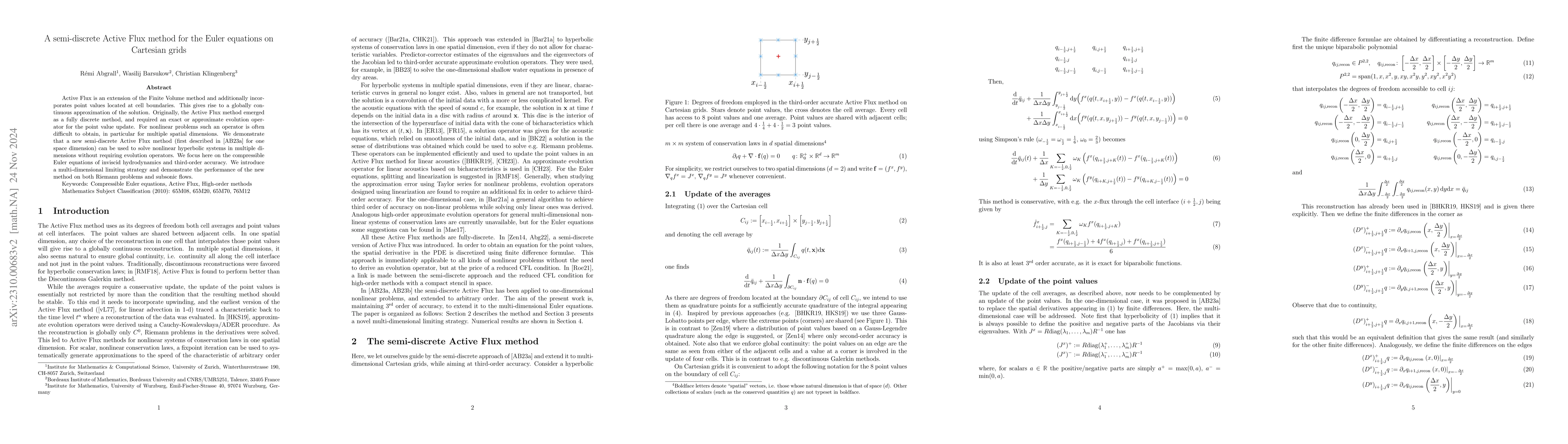 Thumbnail for The Active Flux method for the Euler equations on Cartesian grids