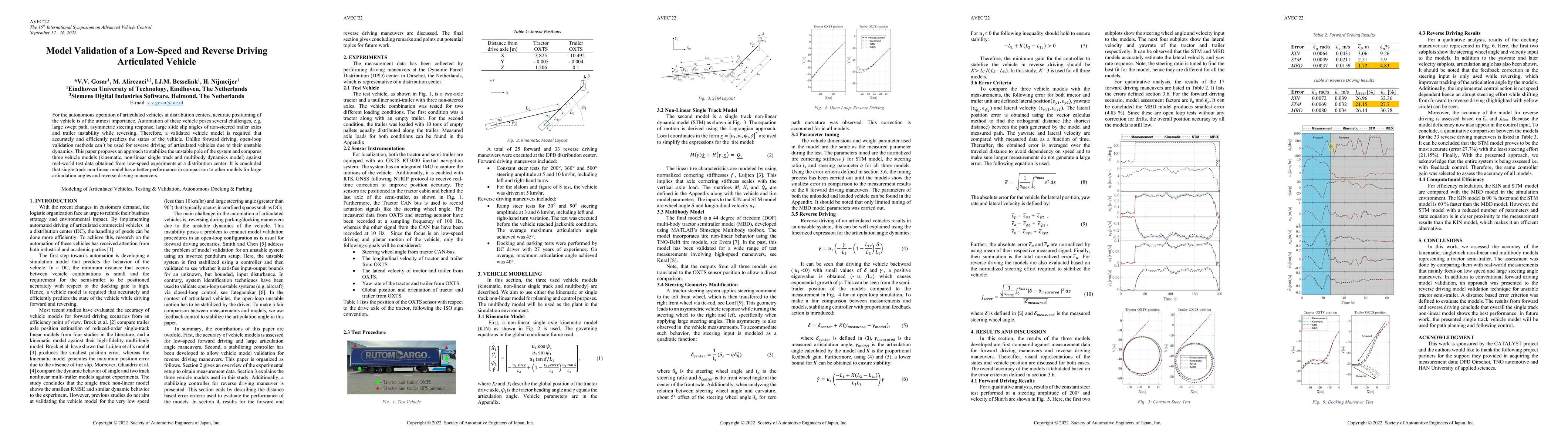 Thumbnail for Model Validation of a Low-Speed and Reverse Driving Articulated Vehicle