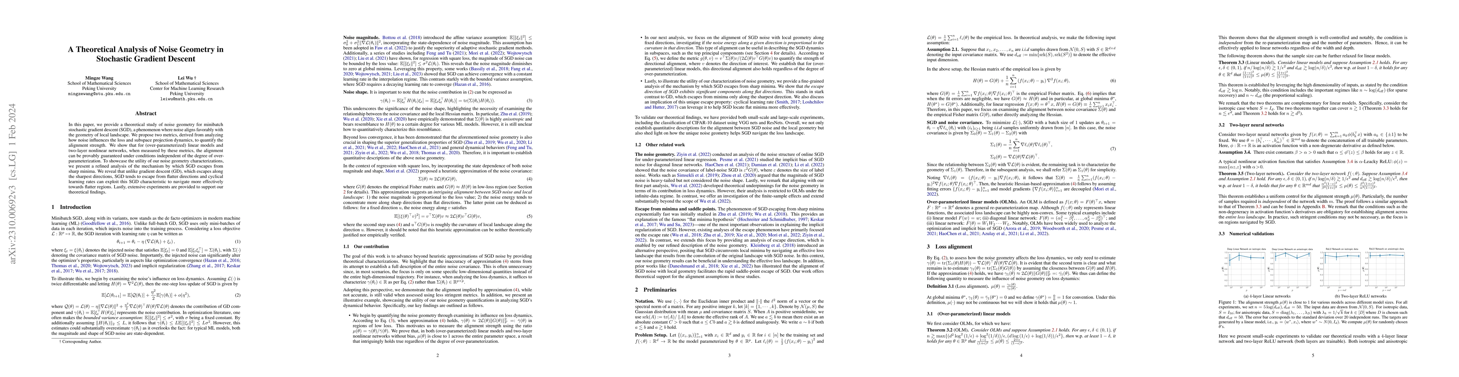 Thumbnail for A Theoretical Analysis of Noise Geometry in Stochastic Gradient Descent