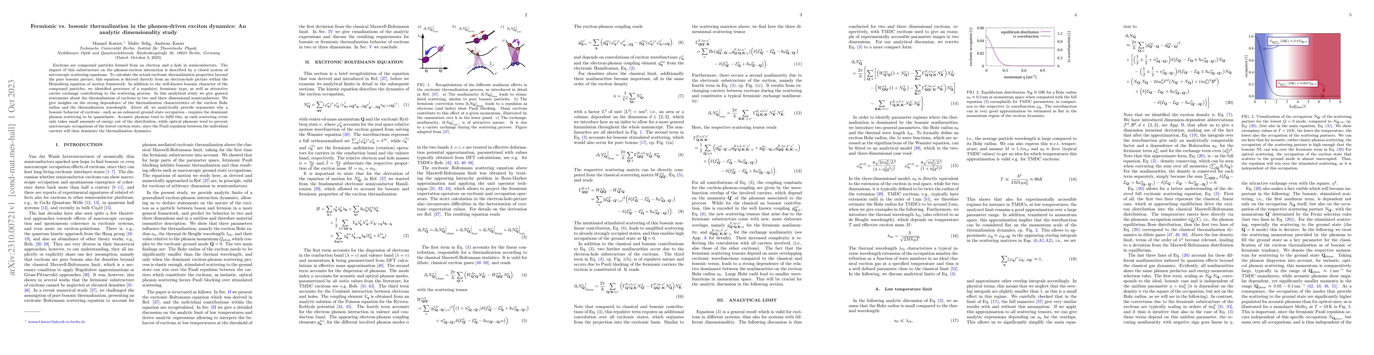 Thumbnail for Fermionic vs. bosonic thermalization in the phonon-driven exciton
  dynamics: An analytic dimensionality study