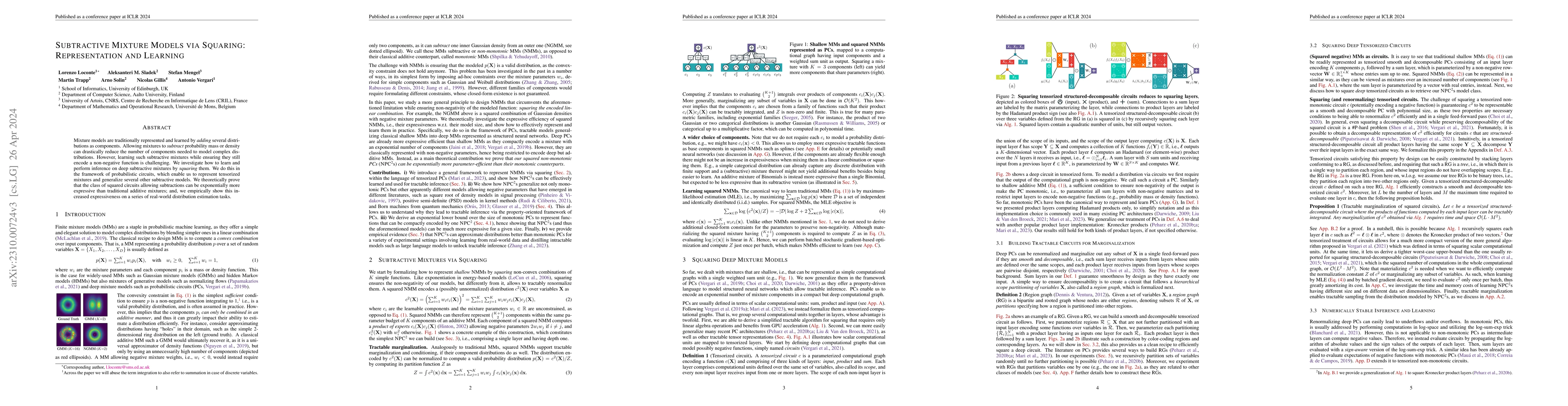 Thumbnail for Subtractive Mixture Models via Squaring: Representation and Learning