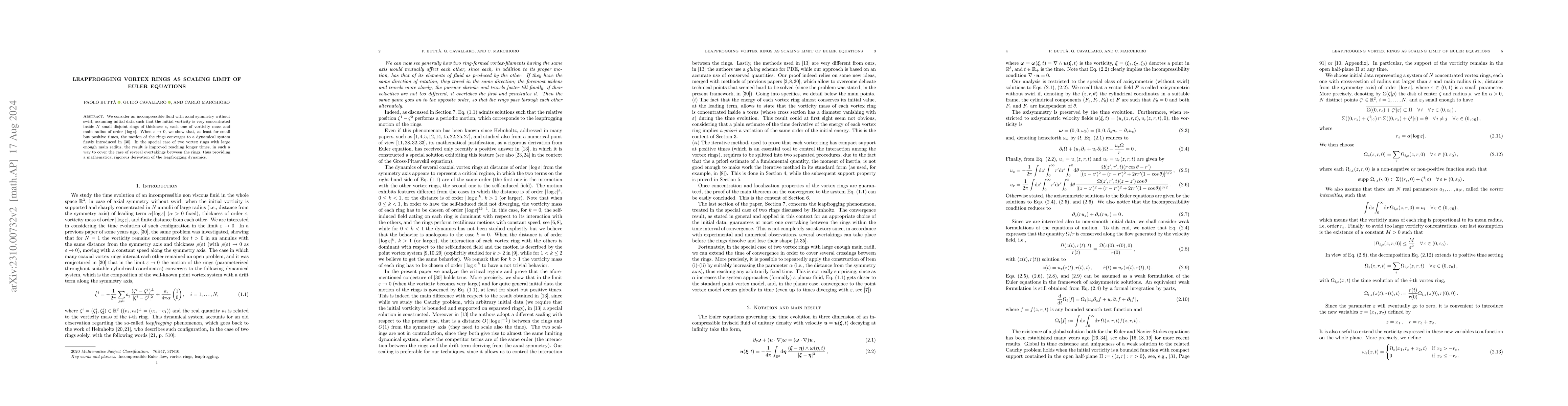 Thumbnail for Leapfrogging vortex rings as scaling limit of Euler Equations