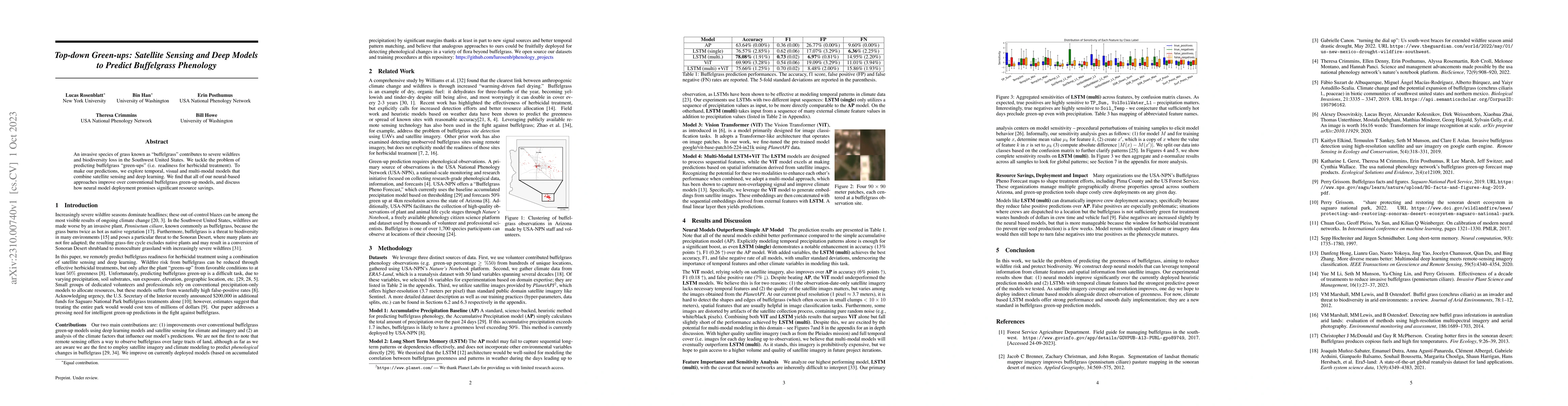 Thumbnail for Top-down Green-ups: Satellite Sensing and Deep Models to Predict
  Buffelgrass Phenology