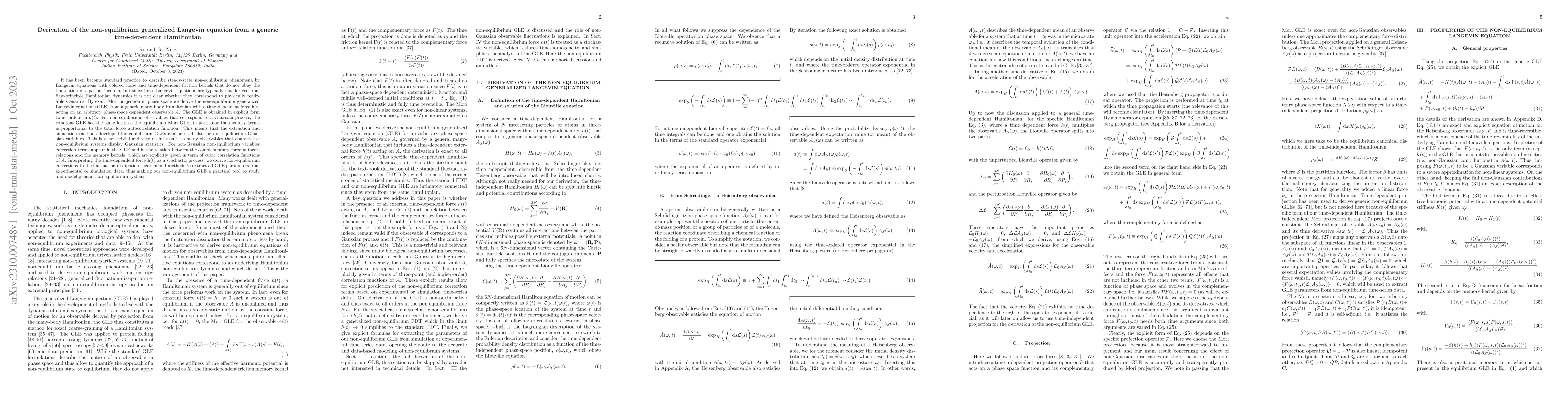 Thumbnail for Derivation of the non-equilibrium generalized Langevin equation from a
  generic time-dependent Hamiltonian